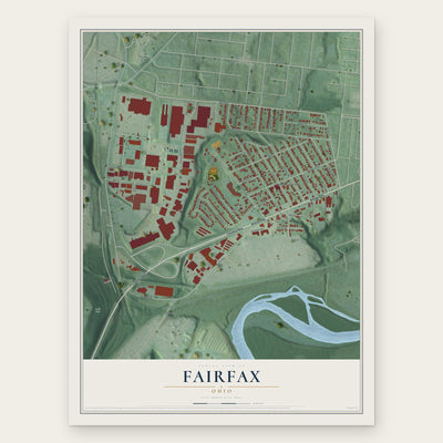 Fairfax, Ohio map print, the full design