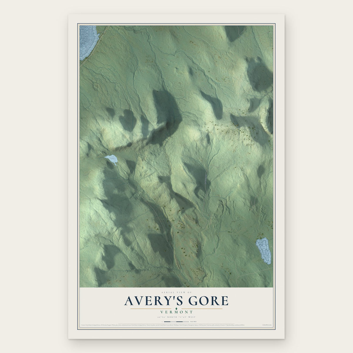 Avery's Gore, Vermont map print, the full design