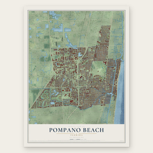 Pompano Beach, Florida map print, the full design
