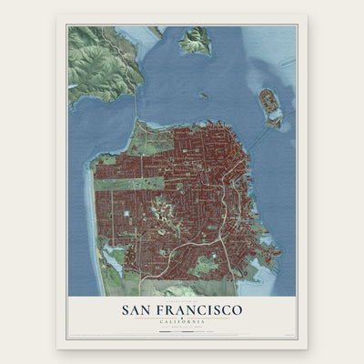 San Francisco, California map print, the full design