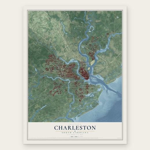 Charleston, South Carolina map print, the full design