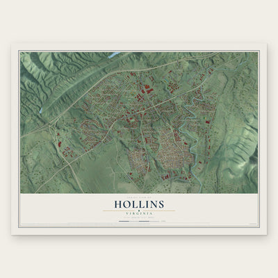Hollins, Virginia map print, the full design