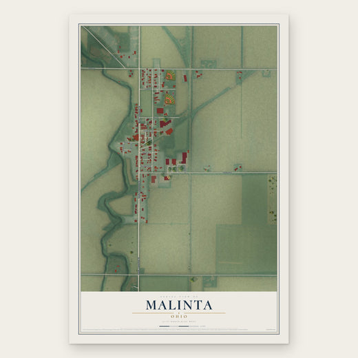 Malinta, Ohio map print, the full design