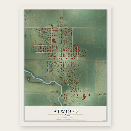 Atwood, Illinois map print, the full design