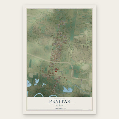 Penitas, Texas map print, the full design