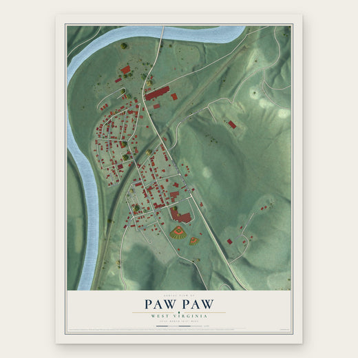 Paw Paw, West Virginia map print, the full design