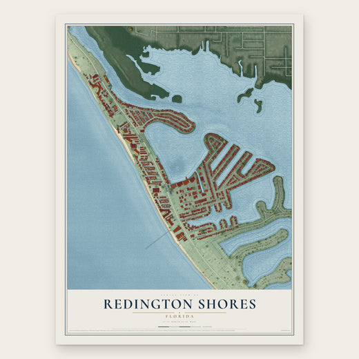 Redington Shores, Florida map print, the full design