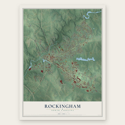 Rockingham, North Carolina map print, the full design