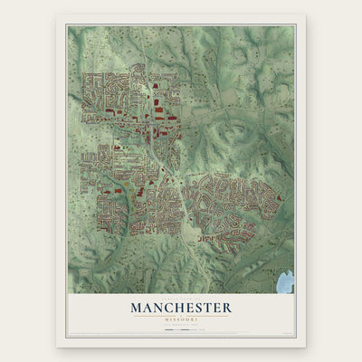 Manchester, Missouri map print, the full design