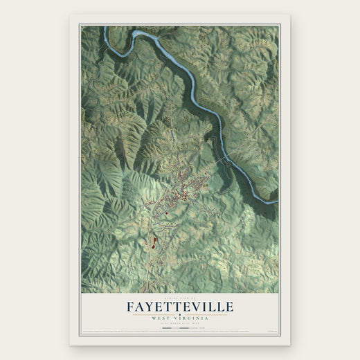 Fayetteville, West Virginia map print, the full design