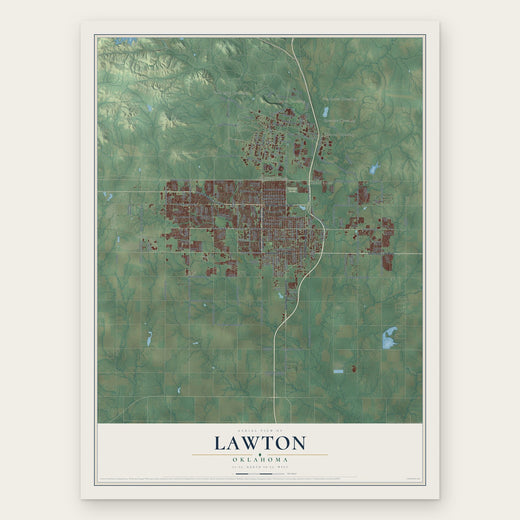 Lawton, Oklahoma map print, the full design