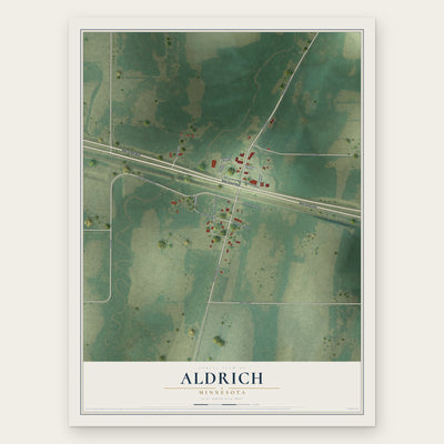 Aldrich, Minnesota map print, the full design
