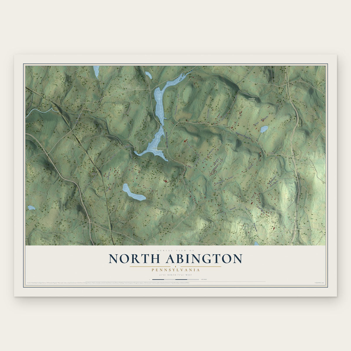 North Abington, Pennsylvania map print, the full design