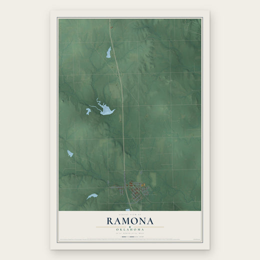 Ramona, Oklahoma map print, the full design