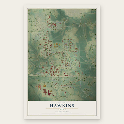 Hawkins, Texas map print, the full design