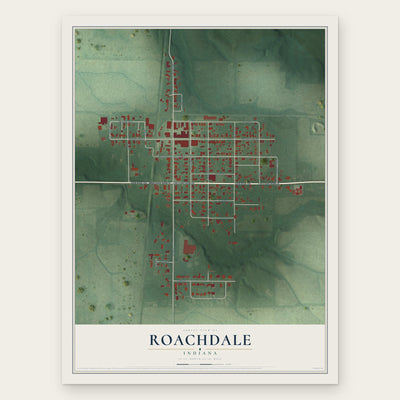 Roachdale, Indiana map print, the full design