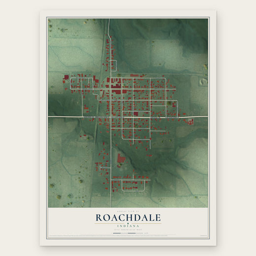 Roachdale, Indiana map print, the full design