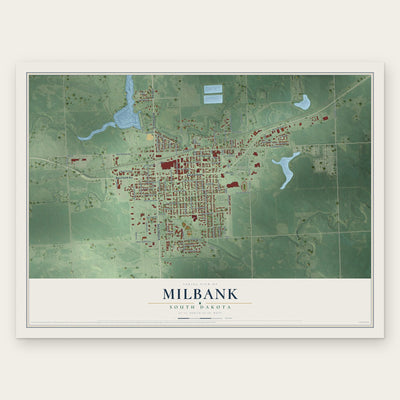 Milbank, South Dakota map print, the full design