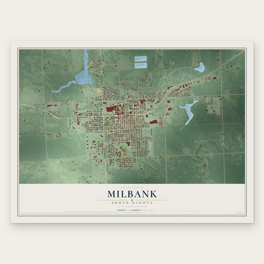 Milbank, South Dakota map print, the full design