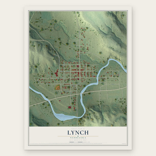 Lynch, Nebraska map print, the full design