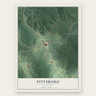 Pittsboro, Mississippi map print, the full design