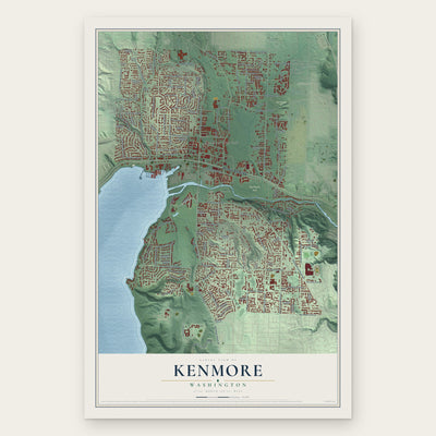 Kenmore, Washington map print, the full design