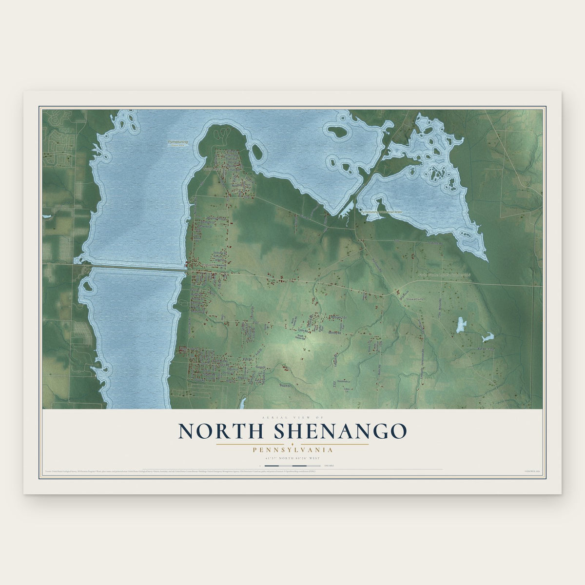 North Shenango, Pennsylvania map print, the full design