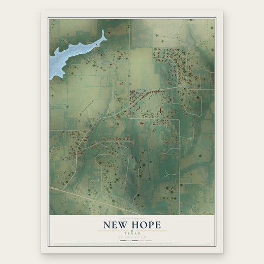 New Hope, Texas map print, the full design