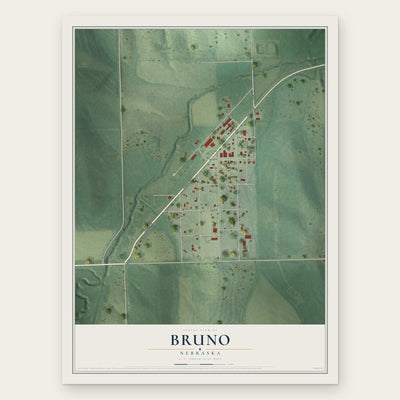 Bruno, Nebraska map print, the full design
