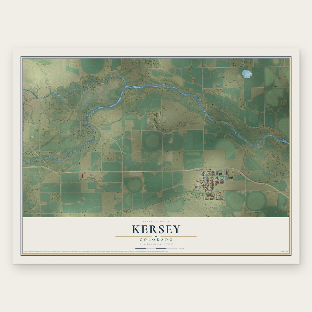 Kersey, Colorado map print, the full design