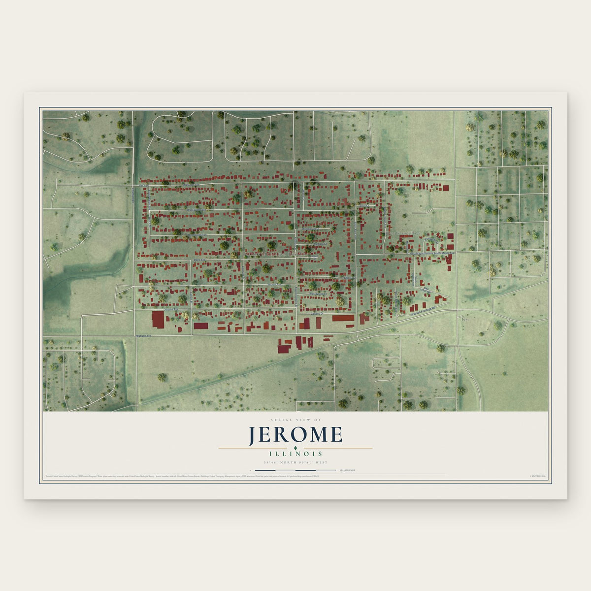 Jerome, Illinois map print, the full design