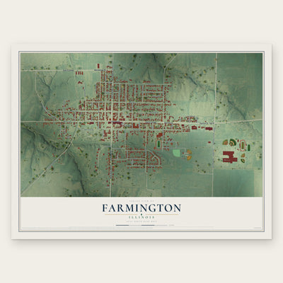 Farmington, Illinois map print, the full design