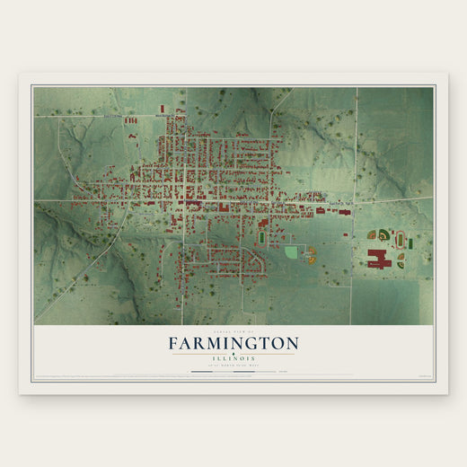 Farmington, Illinois map print, the full design