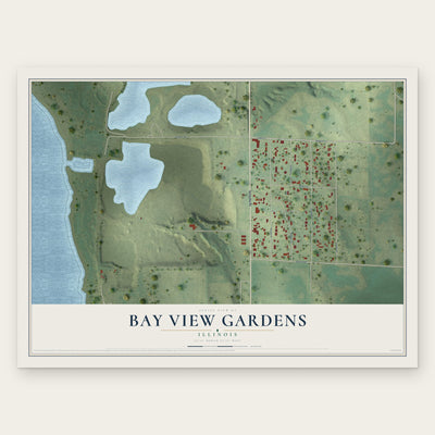 Bay View Gardens, Illinois map print, the full design