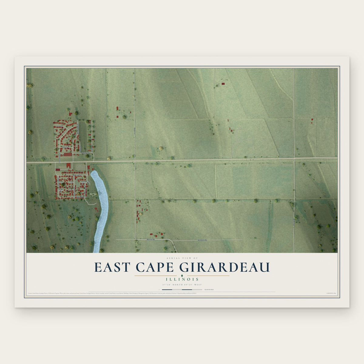East Cape Girardeau, Illinois map print, the full design