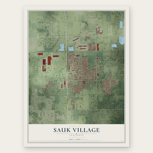 Sauk Village, Illinois map print, the full design