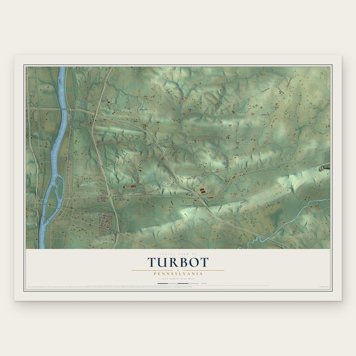 Turbot, Pennsylvania map print, the full design