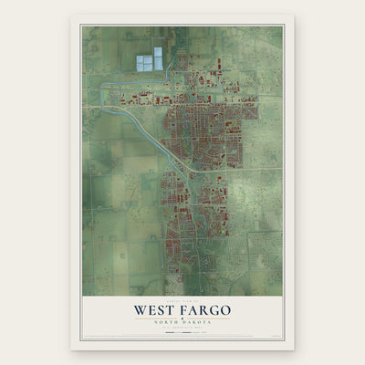 West Fargo, North Dakota map print, the full design