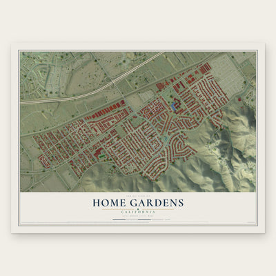 Home Gardens, California map print, the full design