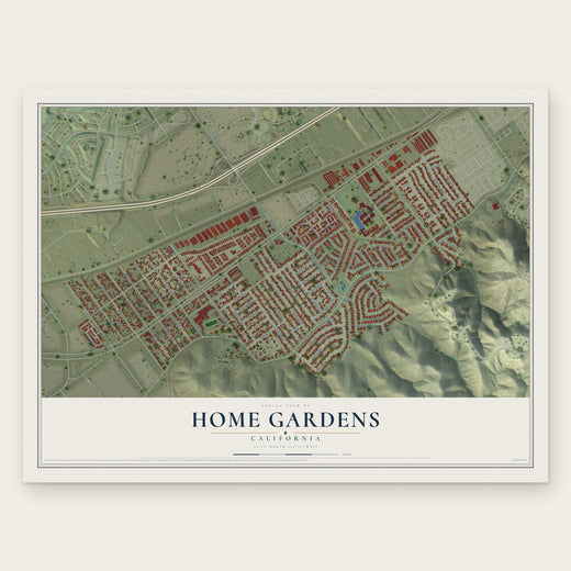 Home Gardens, California map print, the full design