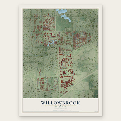 Willowbrook, Illinois map print, the full design