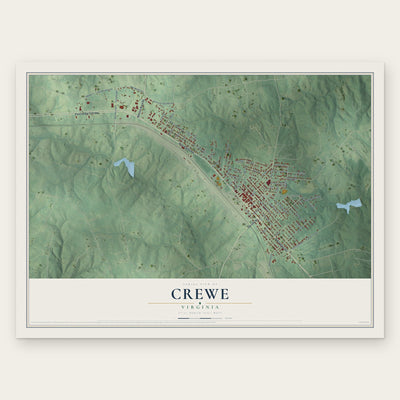 Crewe, Virginia map print, the full design