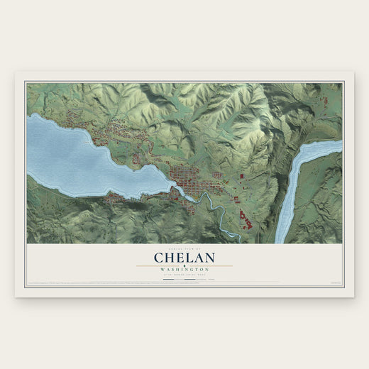 Chelan, Washington map print, the full design