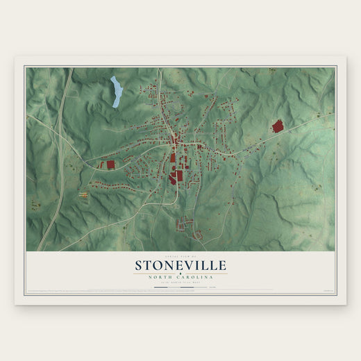 Stoneville, North Carolina map print, the full design