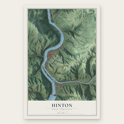 Hinton, West Virginia map print, the full design