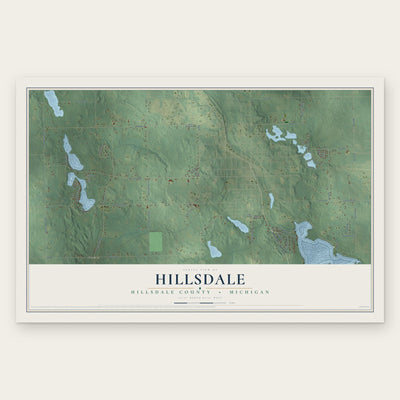 Hillsdale, Hillsdale County, Michigan map print, the full design