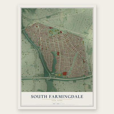 South Farmingdale, New York map print, the full design
