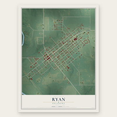 Ryan, Oklahoma map print, the full design