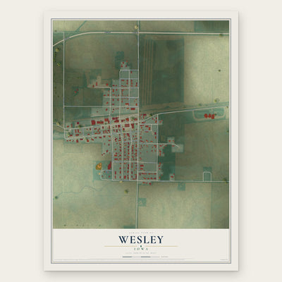 Wesley, Iowa map print, the full design
