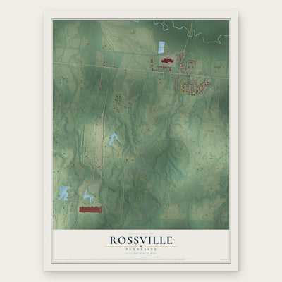 Rossville, Tennessee map print, the full design